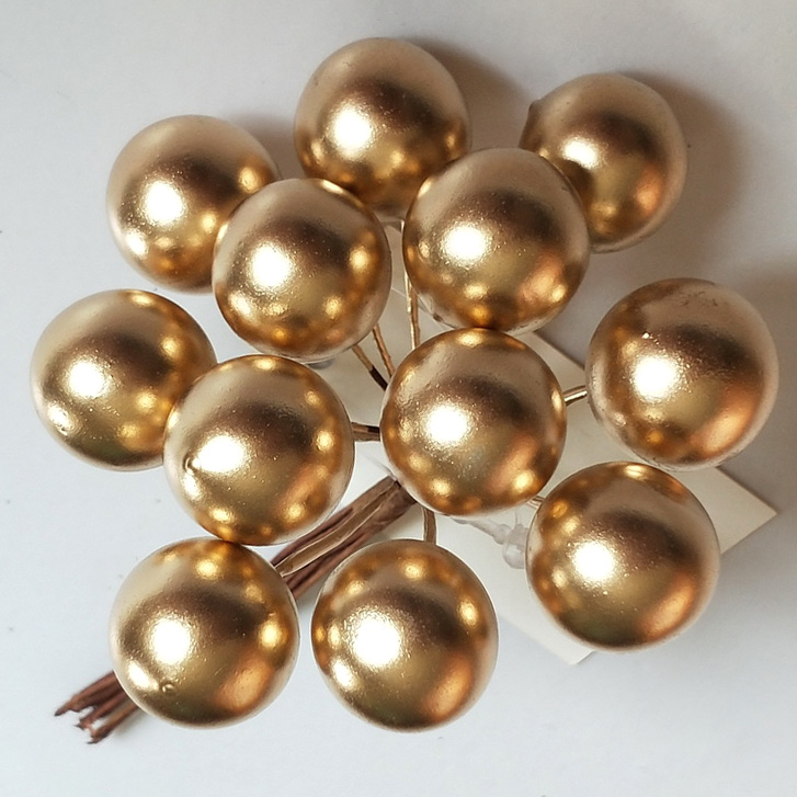 Q11096-3, Набор шариков на вставках, D2xL11см, золотой, 4627197612814