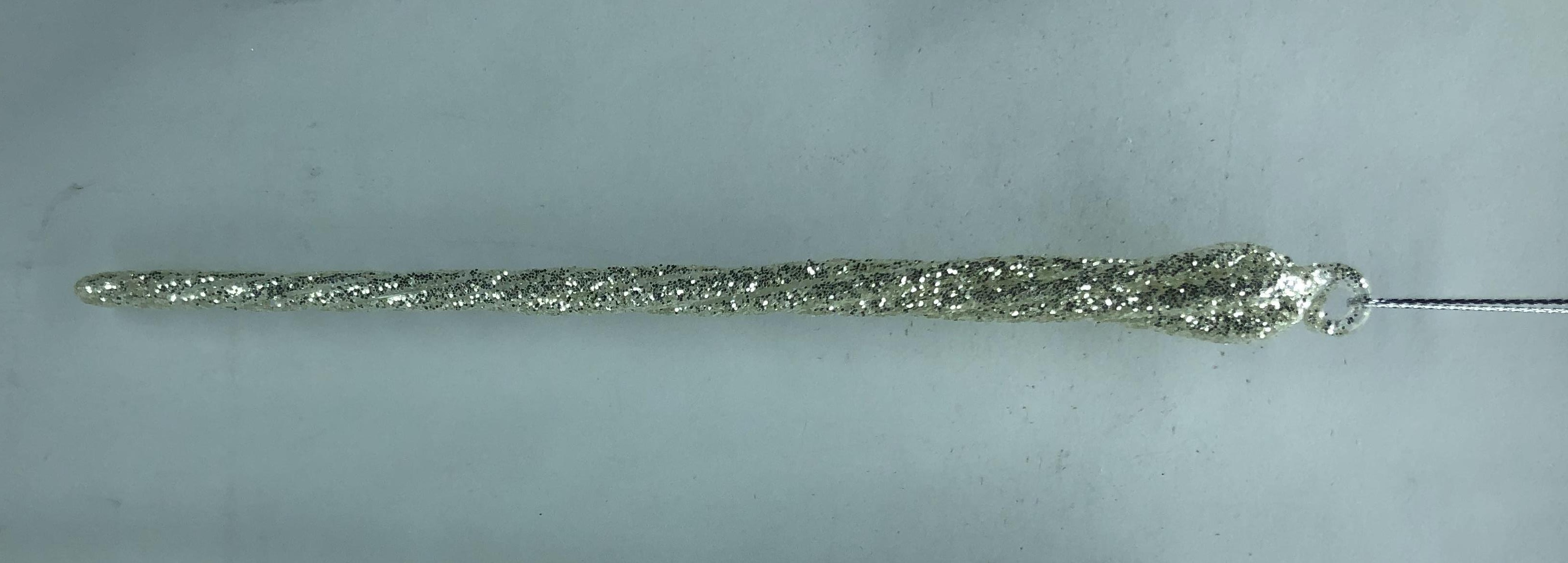 EBT211232, Украшение подвесное Сосулька с глиттером (стекло), 20см, золотой, 4627197637978