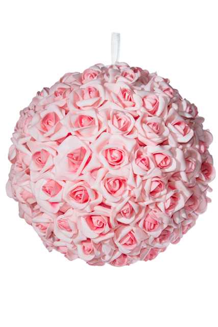 HA1697-30-P, Шар декоративный из иск. цветов, 30 см, розовый, 2279121633048