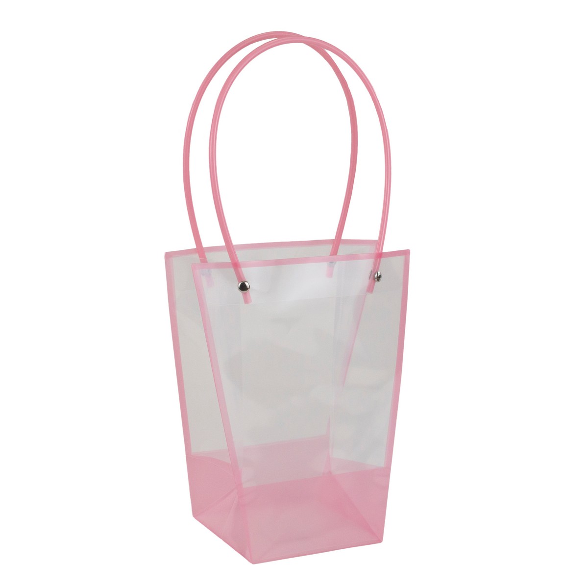 Прозрачная сумка-трапеция с пластик.ручками, 20 x 17 x 10 cm, (в уп. 10 шт), Розовый, 4640171723689