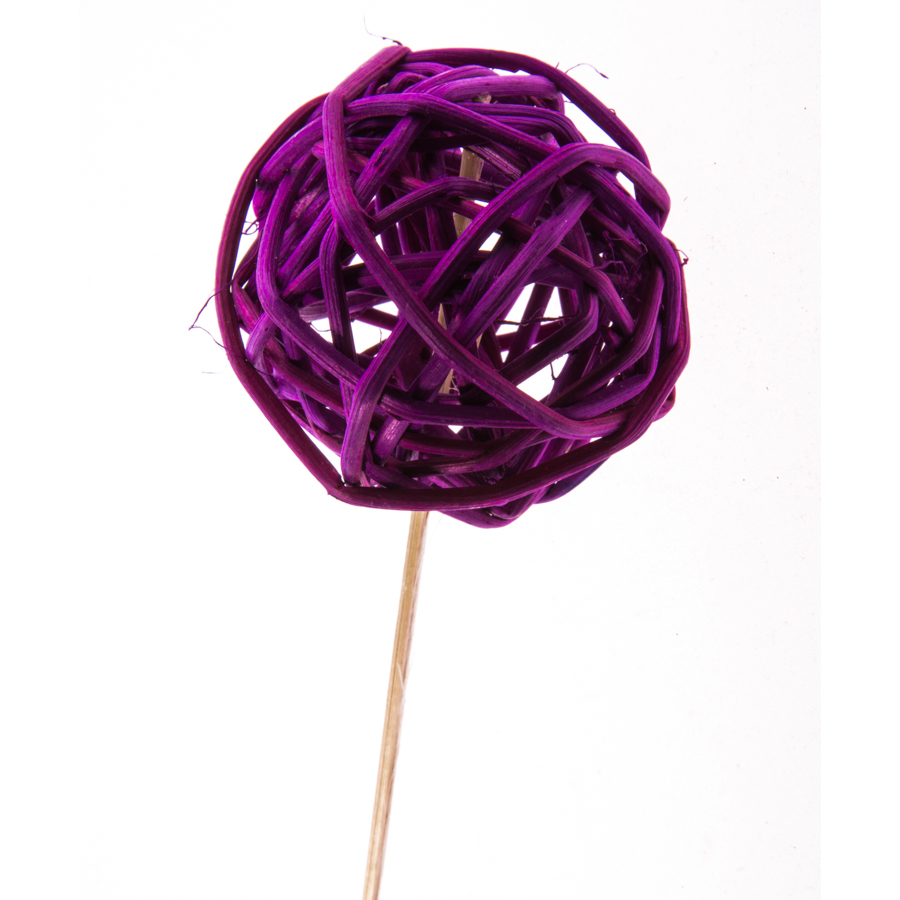 42-01Pur, Шар плетеный (ротанг) на вставке, 5х50 см, фиолетовый, (в уп.5 шт), 2111151713478
