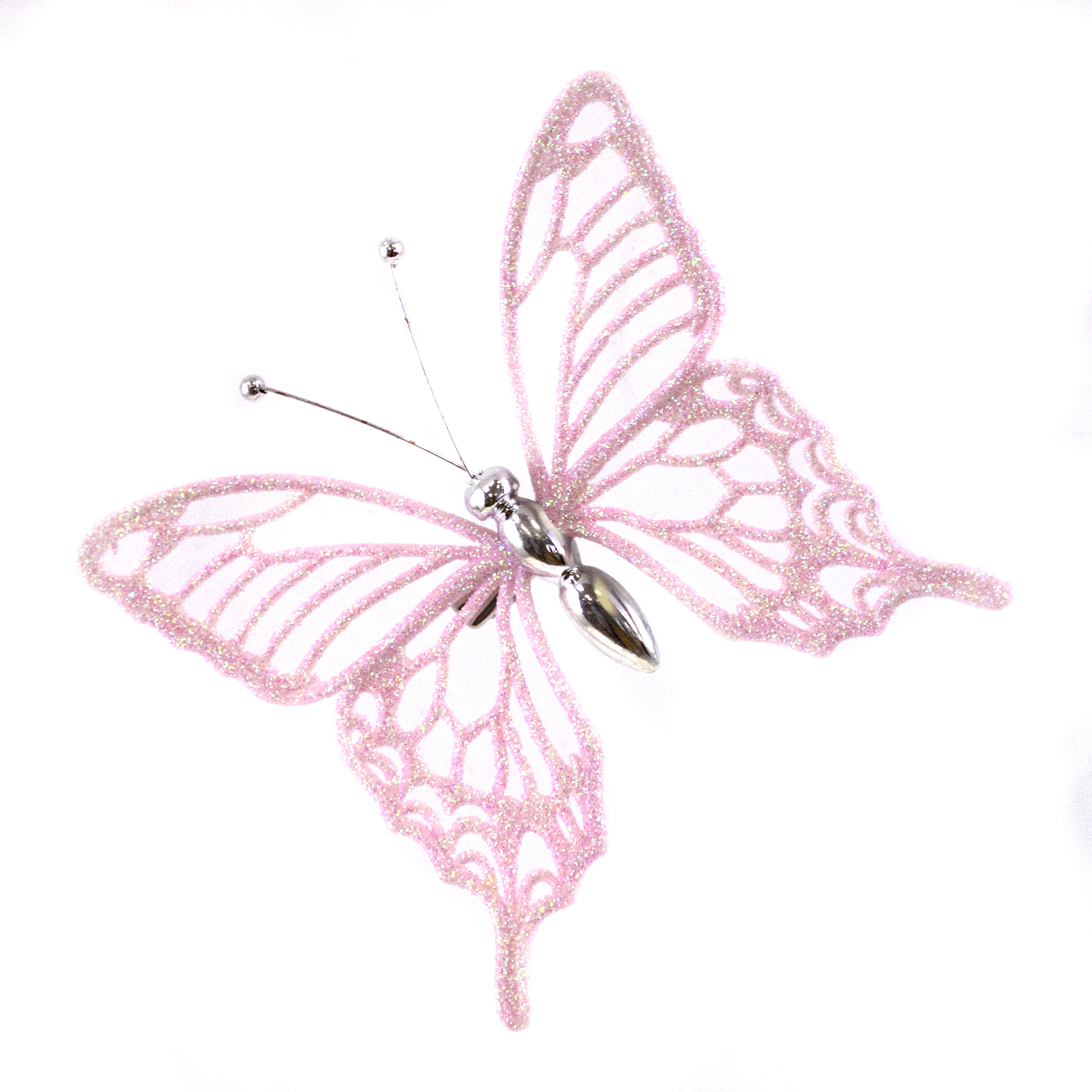 J0006-8, Украшение подвесное Бабочка с глиттером (пластик), 11х9,5см, розовый, 2009980179735,4627197641869