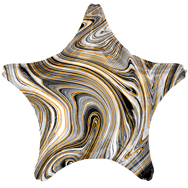 4209802, А 19 Звезда Черный мрамор / Star Black Marble S18 / 1 шт /, Фольгированный шар (Соединенные Штаты), 26635420983