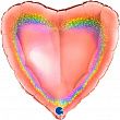 18083GHRG, G 18 Сердце Розовое золото голография / Heart Rose Gold Glitter Holographic / 1 шт /, Фольгированный шар (Италия), 8050195180836
