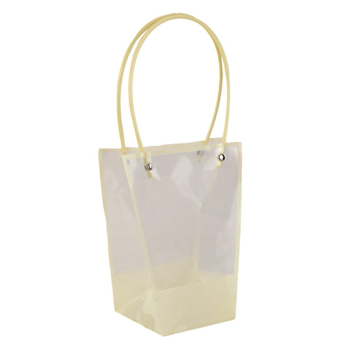Прозрачная сумка-трапеция с пластик.ручками, 20 x 17 x 10 cm, (в уп. 10 шт), Кремовый, 4640171723672