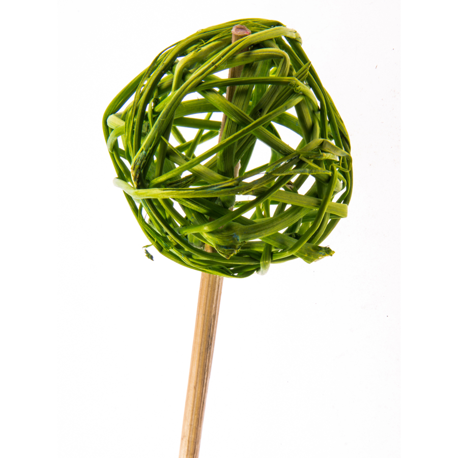 42-01GA, Шар плетеный (ротанг) на вставке, 5х50 см, зеленое яблоко, (в уп.5 шт), 2111151713515
