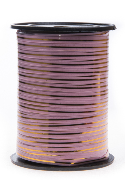 А0547, Лента 5 мм 250 ярдов с зол. пол., розовый, 2014111717328
