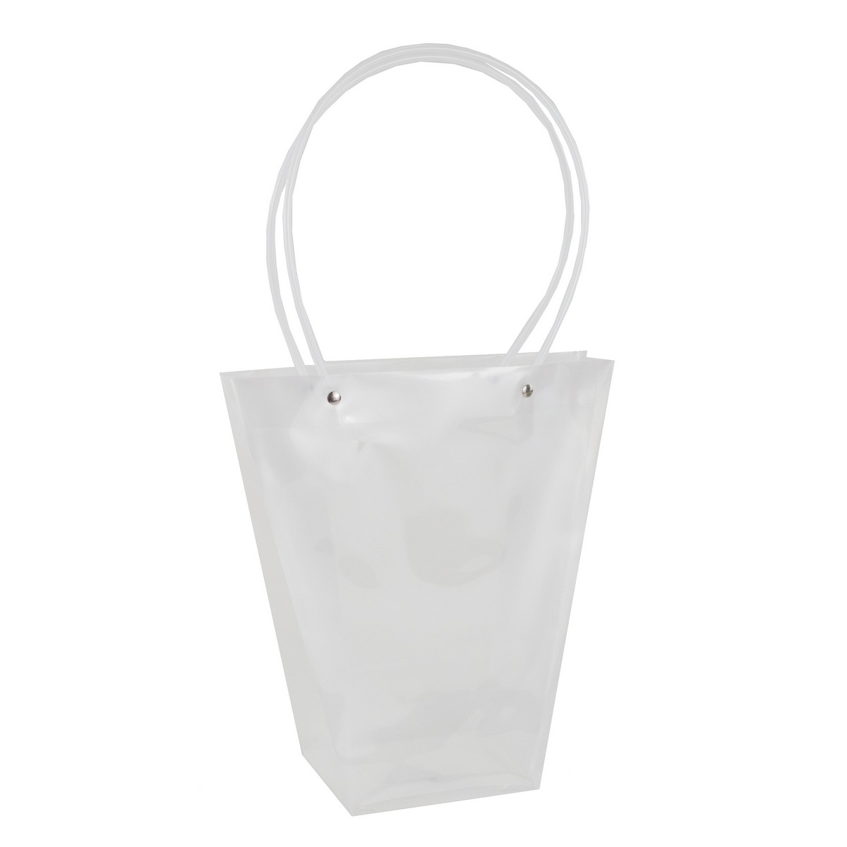 Прозрачная сумка-трапеция с белыми ручками 24 x 12 x 26 cm, (в уп. 10 шт), 4640171723962