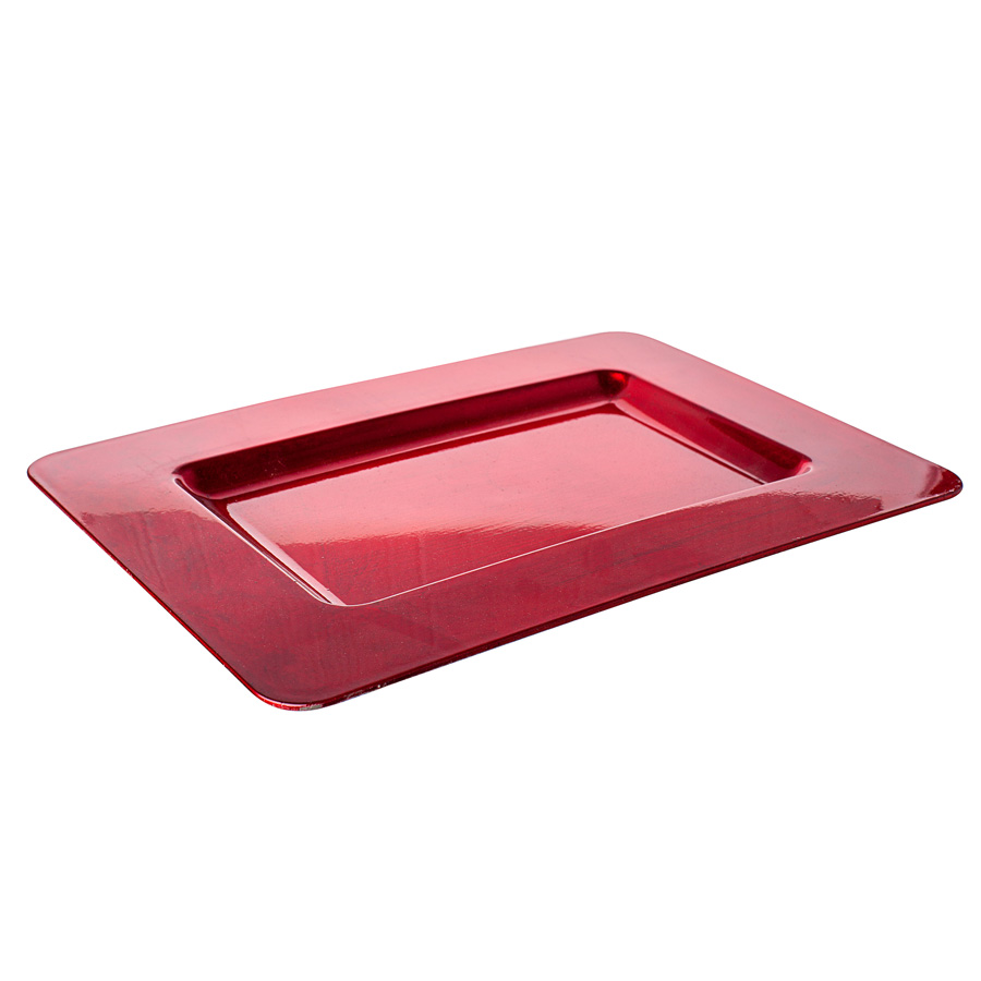 Plate-13, Блюдо прямоугольное (пластик), 35x25см, красный, 2107150949185