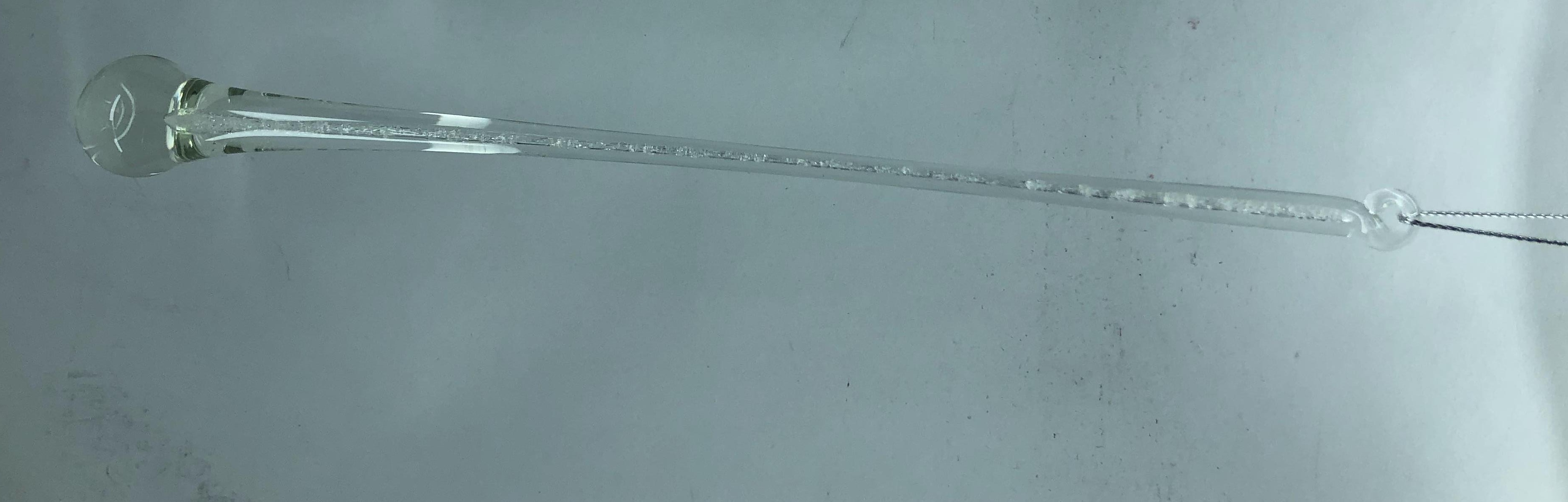 EBT211228, Украшение подвесное Сосулька с глиттером (стекло), 25см, прозрачный, 4627197638012