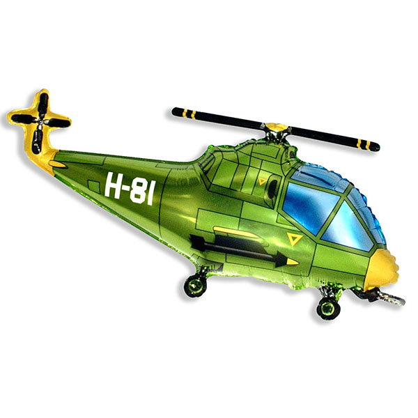109029, FM Фигура гр.3 И-159  Вертолет зеленый 57см X 96см шар фольга, 4690296004095
