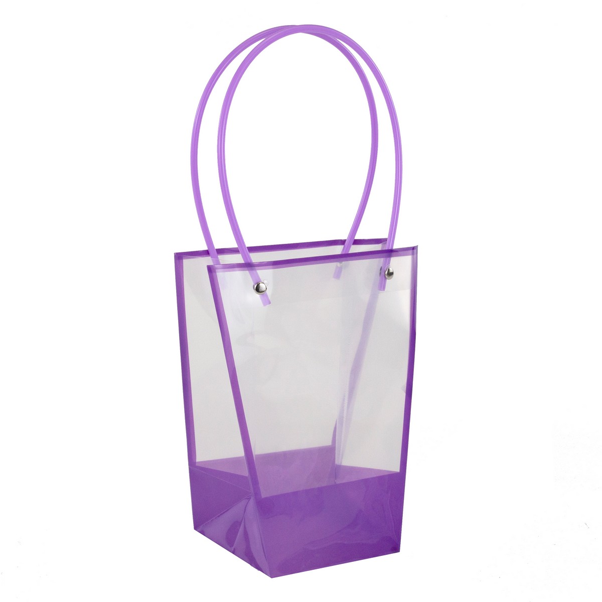 Прозрачная сумка-трапеция с пластик.ручками, 20 x 17 x 10 cm, (в уп. 10 шт) Сиреневый, 4640171723702