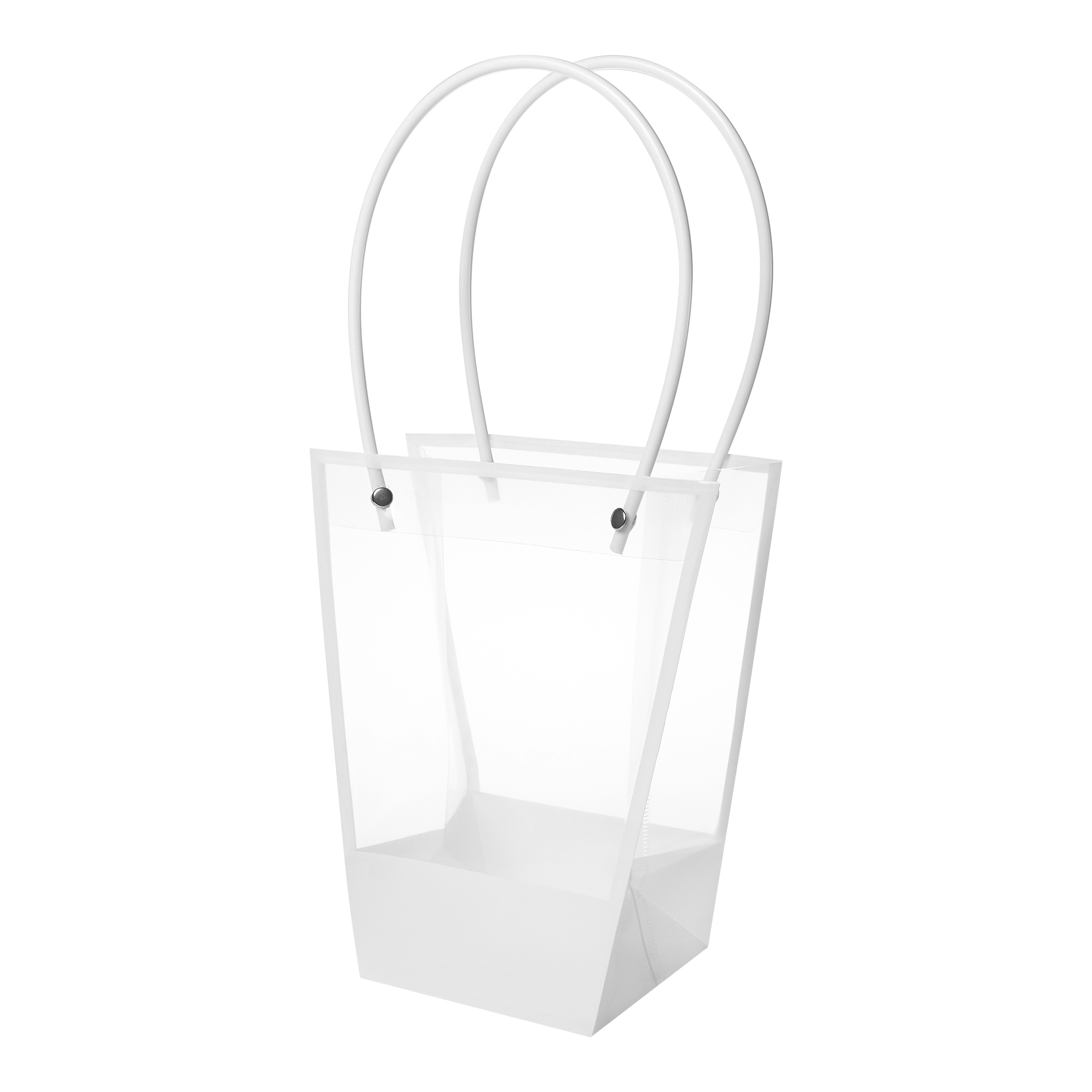 Прозрачная сумка-трапеция с пластик.ручками,  20 x 17 x 10 cm, (в уп. 10 шт), Белый, 4640171723665