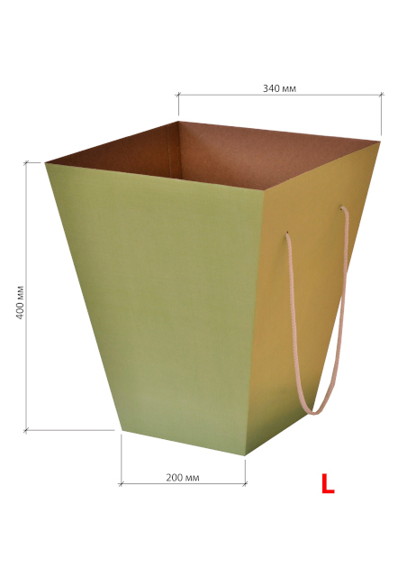 Коробка для букета 200х340х400 (L), зеленая, 2240571137707