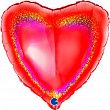 18068GHR, G 18 Сердце Красное голография / Heart Red Glitter Holographic / 1 шт /, Фольгированный шар (Италия), 8050195180683