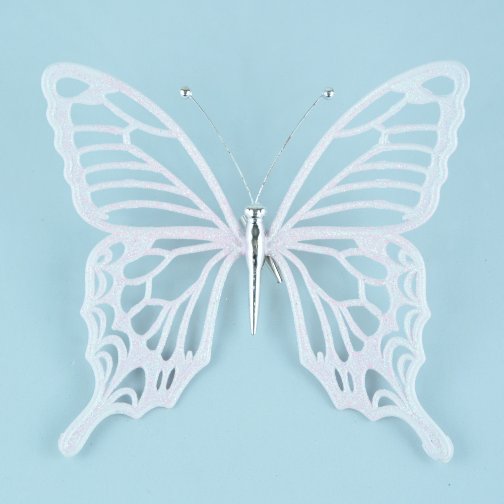 Украшение подвесное Бабочка с глиттером (пластик), 15х15см, розовый, 4627197618007