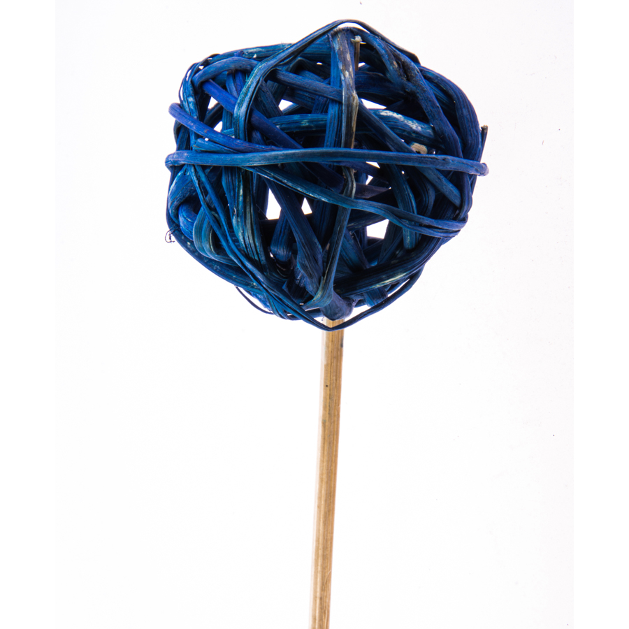 42-01Blue, Шар плетеный (ротанг) на вставке, 5х50 см, (в уп.5шт), синий, 2111151713522