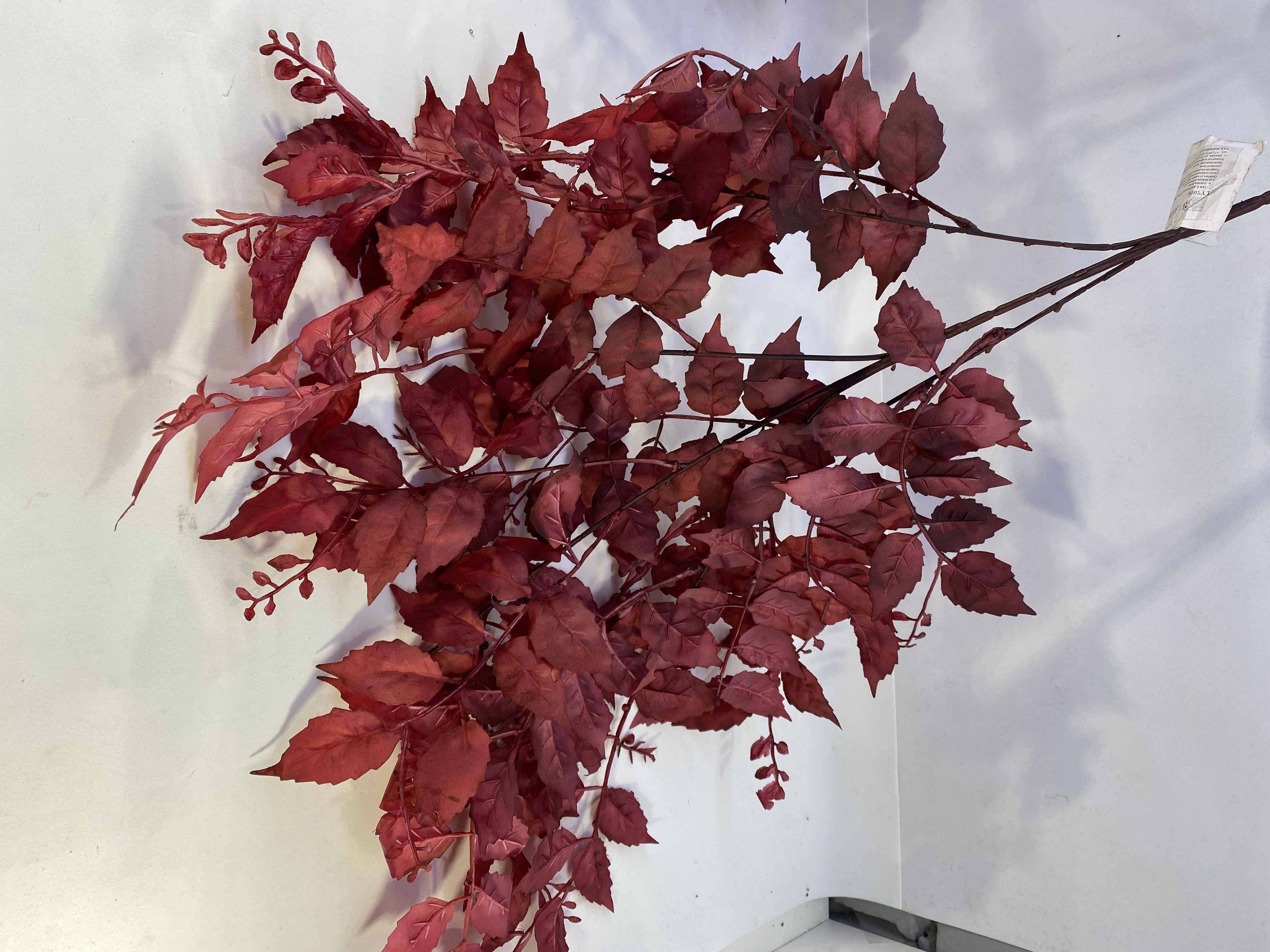 LY0008, Ветка с листьями, 110см, бордовый, 2009980171630