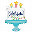 _35676GH, G 33 Торт со свечами и конфетти. Поздравляем / Glittering Celebrate Cake / 1 шт /, Фольгированный шар (Италия),