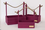 Ящик для декора с джутовой ручкой Прованс (дерево) 34х18,5х29,5см, бордовый, 2240571171749