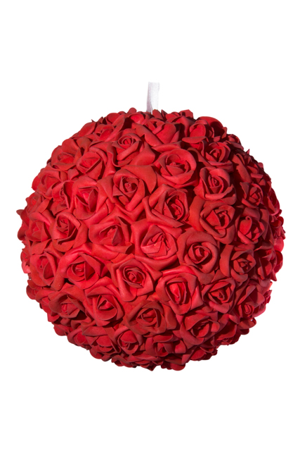 HA1697-30-R, Шар декоративный из иск. цветов, 30 см, красный, 2279121633017
