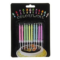 18070, Свечи для торта с цветным пламенем 6 см (10 шт./уп.), 4627147015887