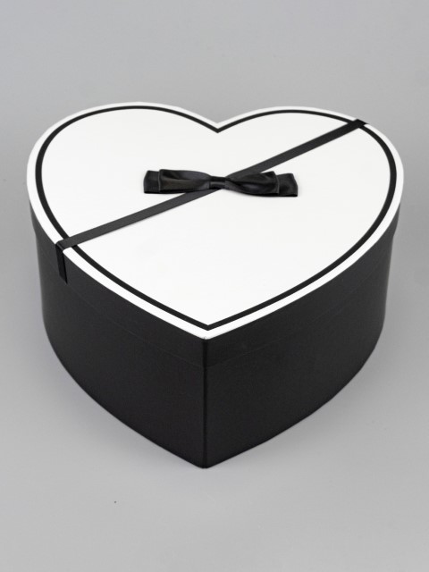 W5973, Набор коробок подарочных Сердце 3шт, 27х27xH12 см, черный/белый, 2009980175355