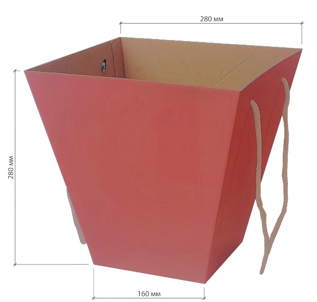 Коробка для цветов 160х280х280, крафт/розовый, 2240571152502