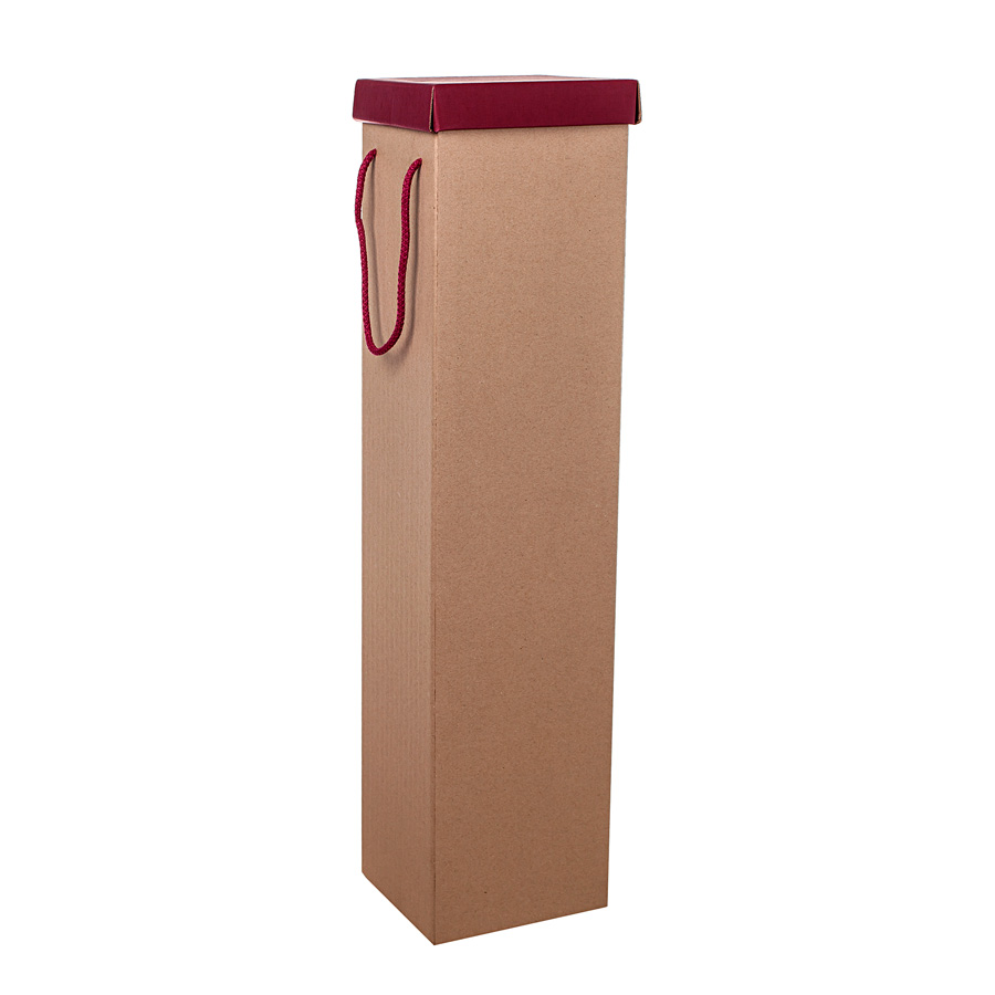 131.41-02   Коробка подарочная 17,5х17,5х75 см, натуральный/ красный/1 шт.