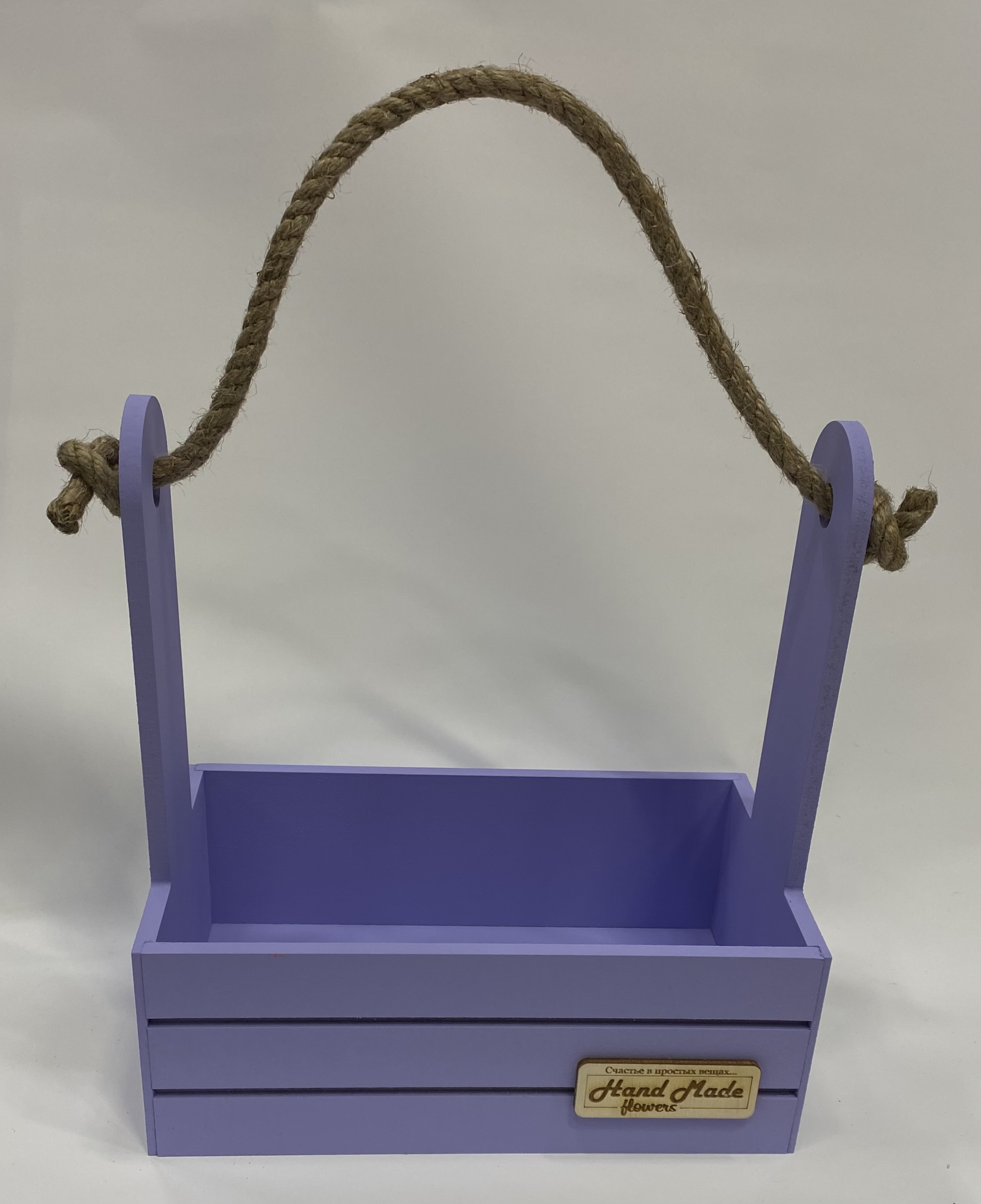 Ящик для декора с джутовой ручкой Прованс (дерево) 34х18,5х29,5см, лавандовый, 2240571174771