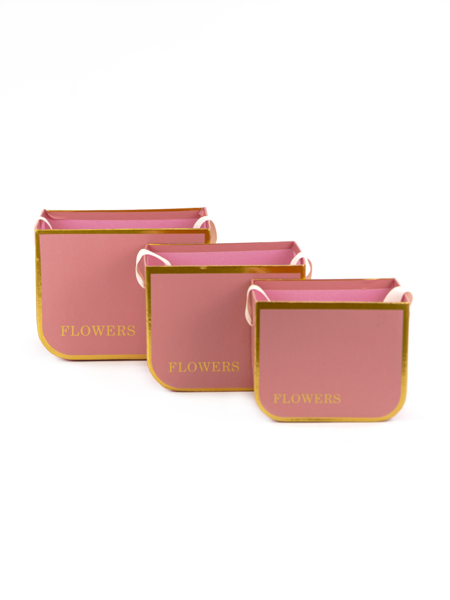 D039PK, Набор коробок для цветов 3шт., 16х12хH12,5 см, розовый, 2009980177168,4627197653343