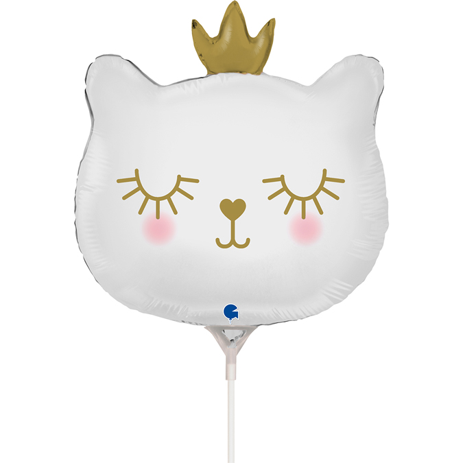 72098G, G 14 Котенок принцесса. Белый / Cat Princess White mini / 1 шт /, Фольгированный шар (Италия), 8050195720988
