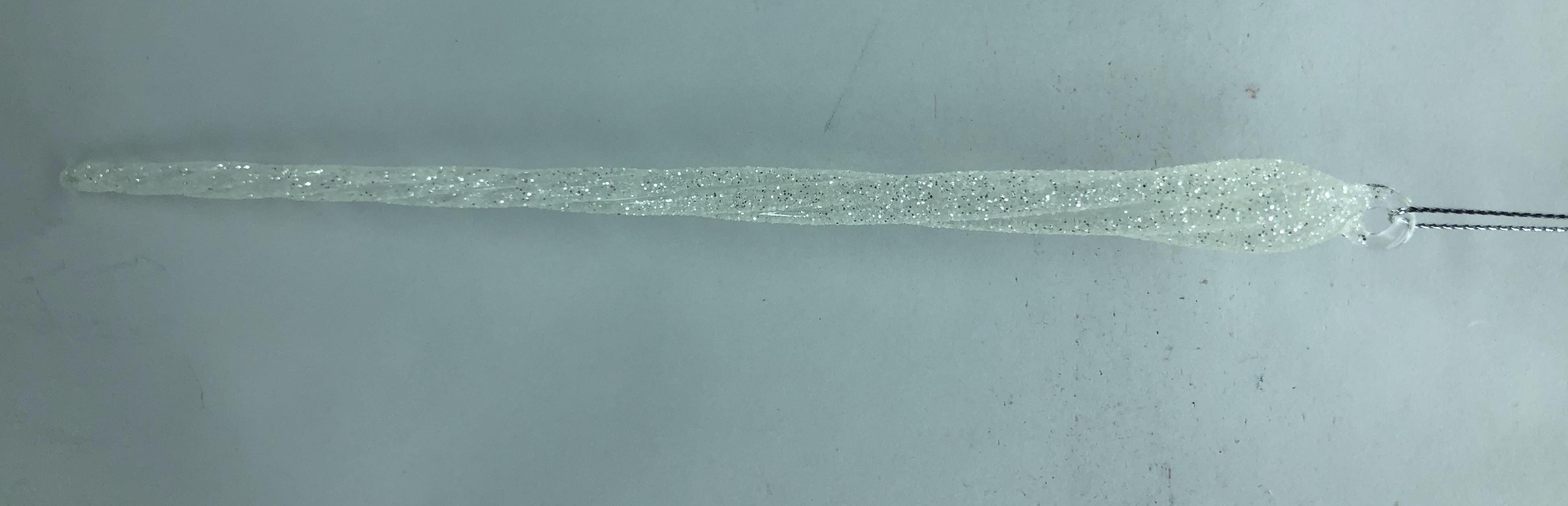 EBT211235, Украшение подвесное Сосулька с глиттером (стекло), 25см, белый, 4627197637961