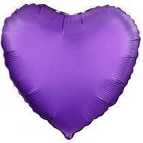 30661, Шар Ф 18" Сердце Сатин фиолетовый/White  45см /К, 4627157276759