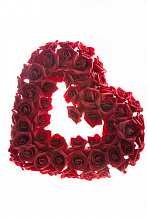 CX2003-40-R, Сердце декоративное из иск. цветов подвесное, 40 см, красный, 2279121632515