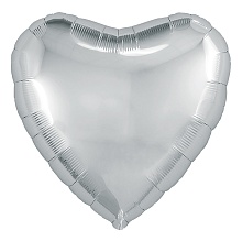 758021, Аг 19 Сердце Серебро / 1 шт /, Фольгированный шар (Россия), 4650099758021