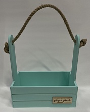 Ящик для декора с джутовой ручкой Прованс (дерево) 21х12х23см, мятный, 2240571171497